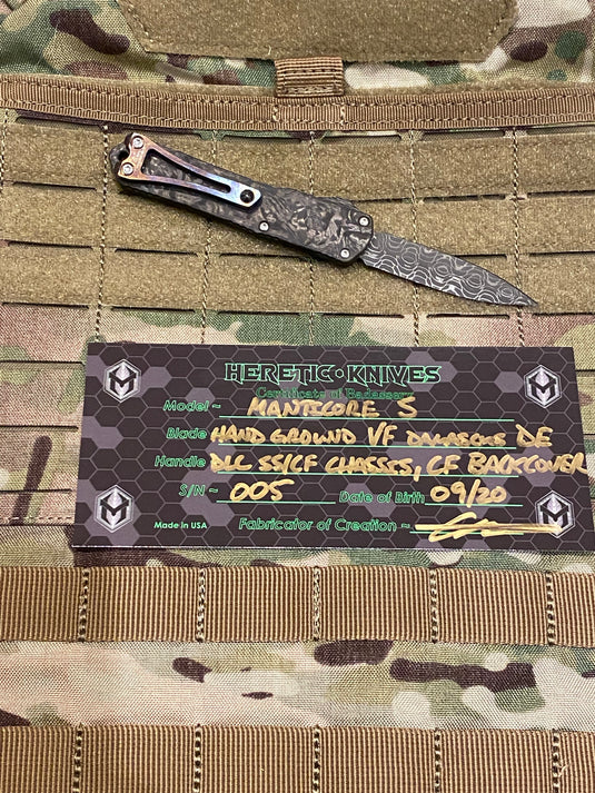 Heretic Manticore S - Stainless w/Marble Carbon Fiber Inlay S/N:005